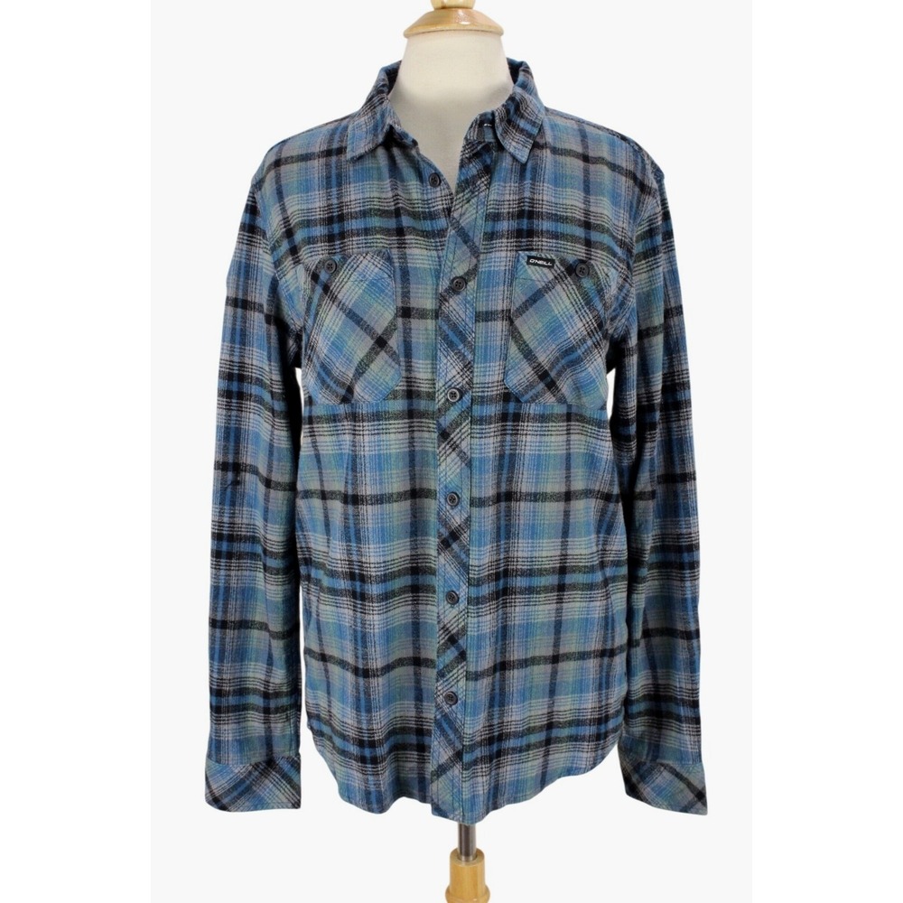 NWT O'Neill Whittaker Flannel Shirt mens Small Standard Fit Hydro Blue Plaid